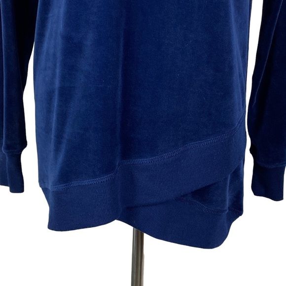 Nanette Lepore Velour Long Sleeve‎ Hooded Drawstring Shirt Women's Small Blue - Picture 4 of 9